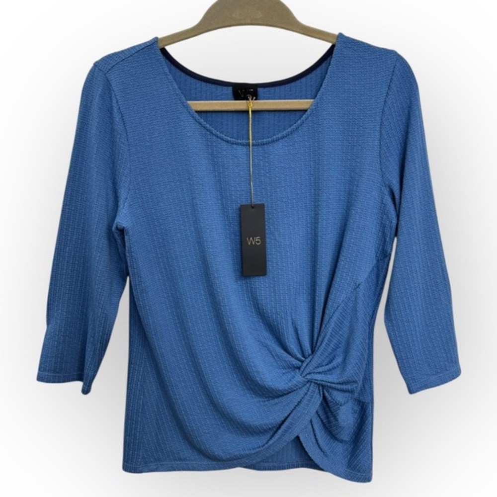 Anthropologie W5 Women’s Elegant Blue Twist Detail‎ Blouse Size M *2131